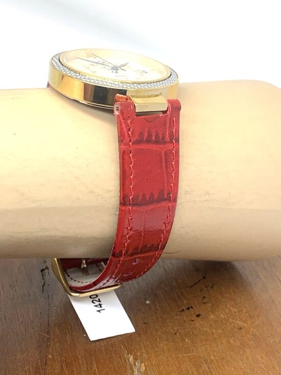 GV2 by Gevril Women\'s Watch 14201-2 Swiss Quartz Gold Red Leather Strap 36mm main image 11